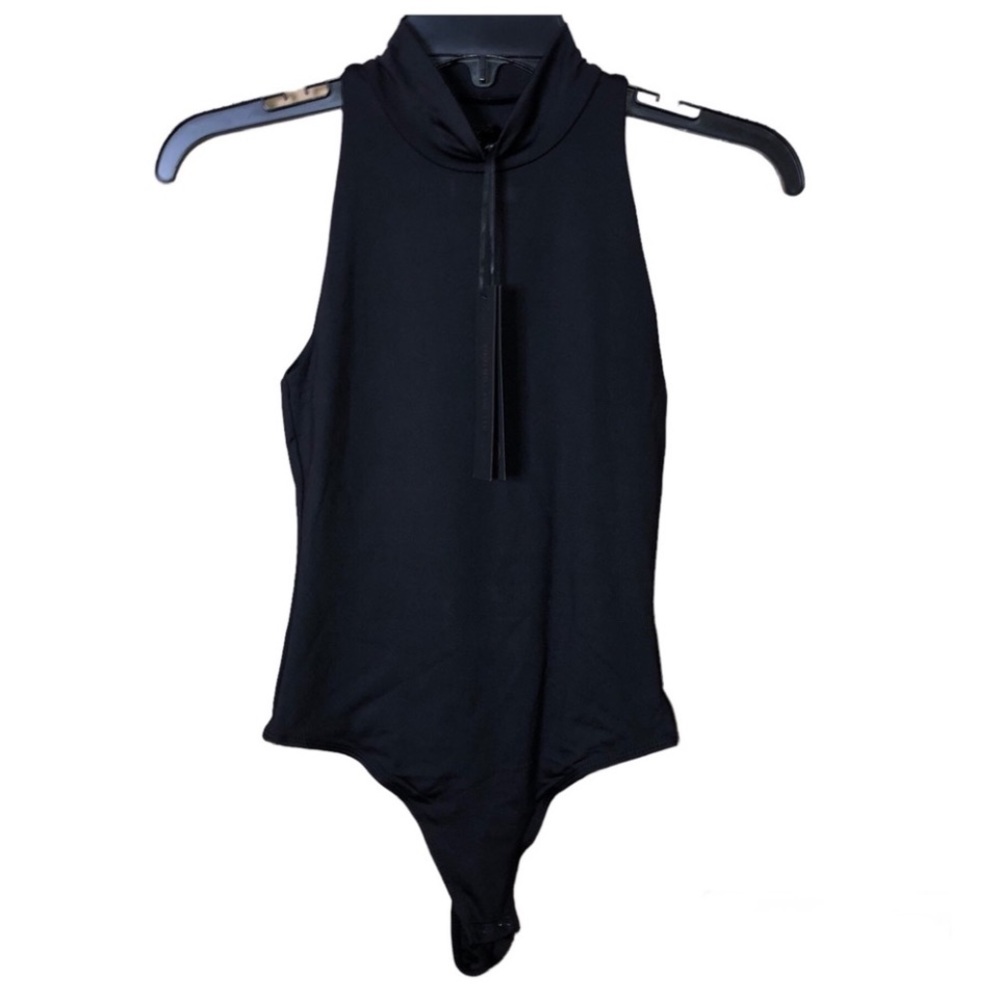 House of Harlow 1960 Black Mock Neck All-Day Contour Bodysuit | Medium